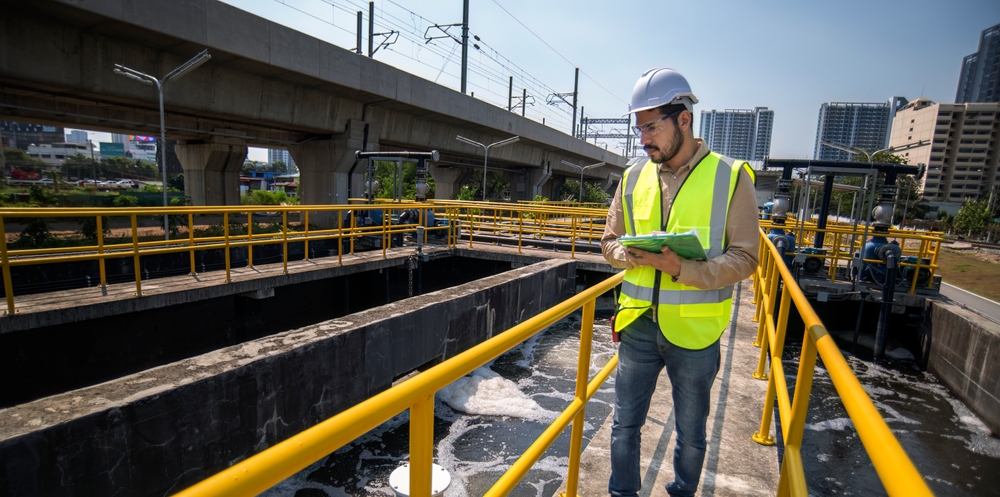 Clarifier and chemical treatment process at an industrial wastewater facility